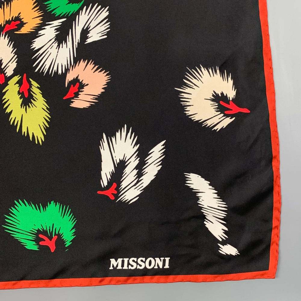 MISSONI Black Multi-Color Abstract Print Silk Scarf - Picture 3 of 5